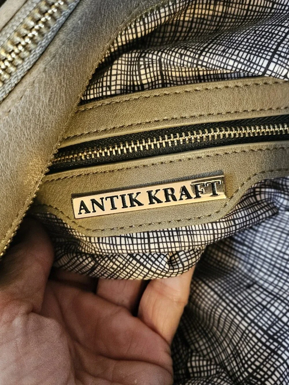 Antik Kraft Roxanne Moss Green 3 Zip Pocket Satchel W Shoulder Strap
